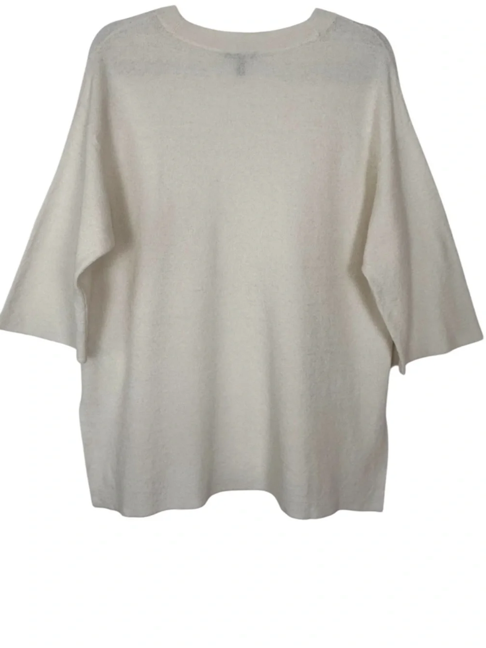 Eileen Fisher Organic Linen Boxy Knit Top Ivory S/M
